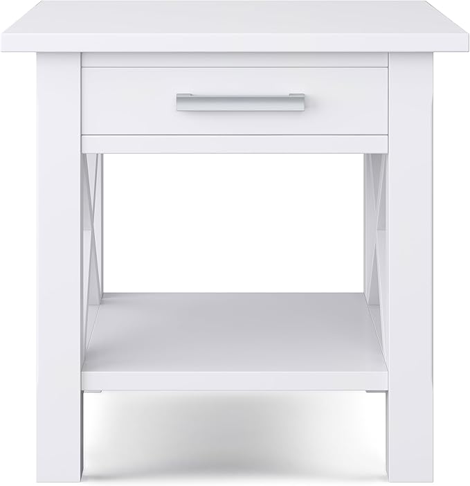SIMPLIHOME Kitchener SOLID WOOD 21 inch Wide Square Contemporary End Table in White for the Living Room and Bedroom