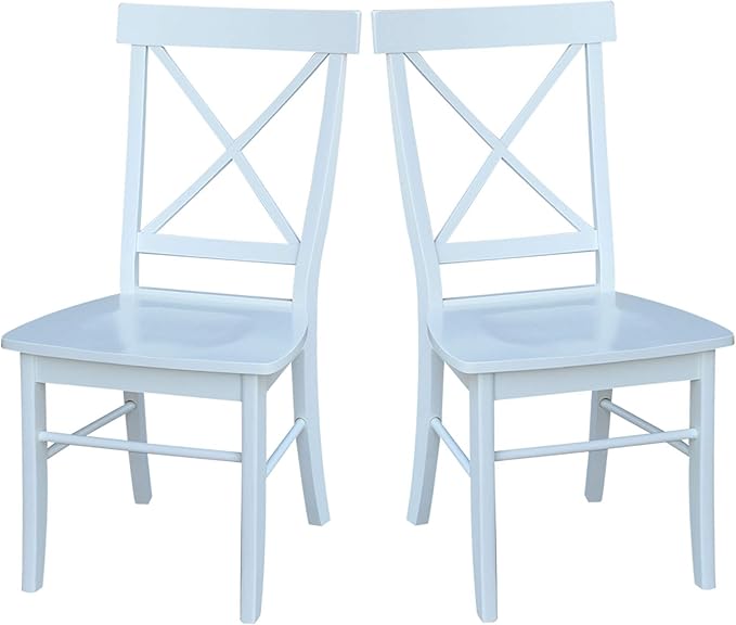 Set of Two X-Back Dining Chairs, White