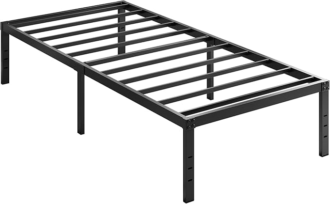 EMODA 14 Inch Twin XL Bed Frames No Box Spring Needed, Heavy Duty XL Twin Metal Platform Bed Frame, Noise Free, Easy Assembly, Black
