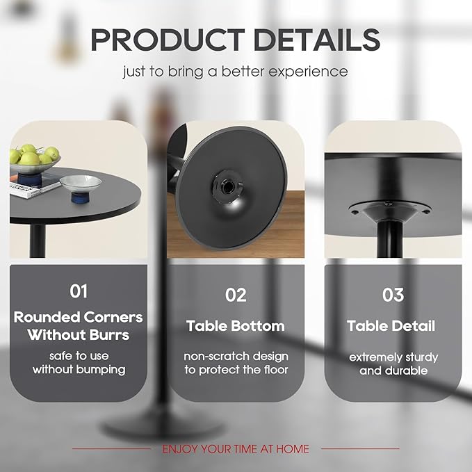 FDW Pub Table 40 Inch Height Cocktail Table Round Bistro Bar Table for Home and Kitchen Dining