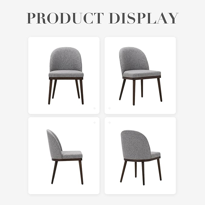 COLAMY Upholstered Dining Chairs Set of 2, Wooden Kitchen Chairs with Open Back, Modern Dining Room Chairs with Wood Frame, Dinner Side Chairs for Dining Room Kitchen Restaurant, Dark Grey