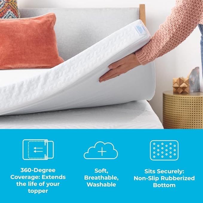 Linenspa 3 Inch Gel Swirl Memory Foam Mattress Topper with Machine-Washable-Cover