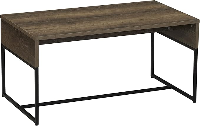 Household Essentials Wrap Rectangular Coffee Table Ashwood Rustic Wood Grain and Black Metal