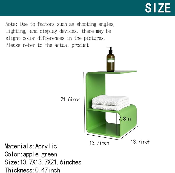 Acrylic End Table for Nightstand,21" H C-Shaped End Table for Living Room,Bathroom,Bedside Table for Bedroom.Side Tables for Living Room for Small Spaces