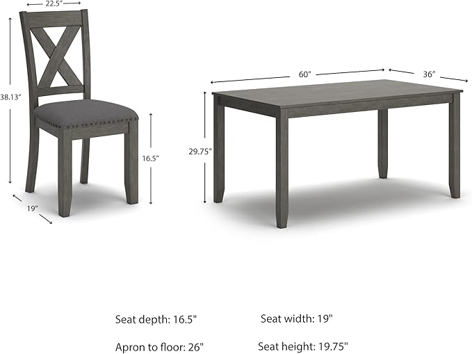Signature Design by Ashley Caitbrook Rustic 7 Piece Dining Set, Include Table and 6 Chairs, Gray