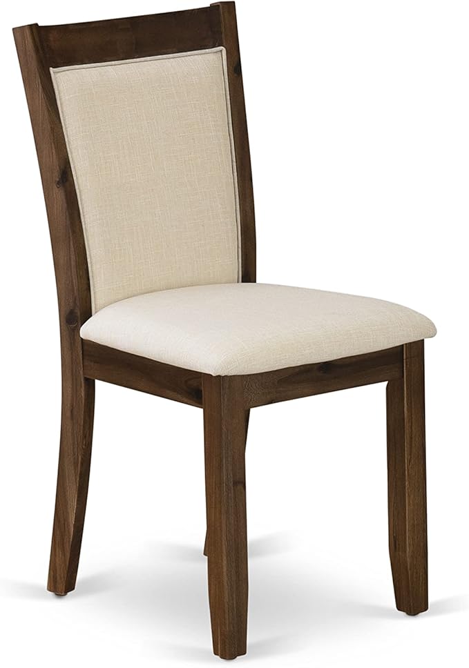 East West Furniture X777MZN32-9 9 Piece Dining Room Set Includes a Rectangle Kitchen Table with X-Legs and 8 Light Beige Linen Fabric Parson Dining Chairs, 40x72 Inch, Multi-Color