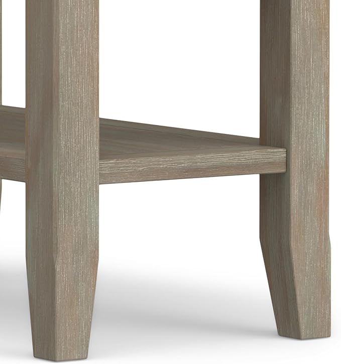 SIMPLIHOME Acadian 14-inch Wide Solid Wood Narrow End Table in Distressed Grey, Transitional-Style Side Table for Living Room, Bedroom, or Family Room with 2 Open Shelves