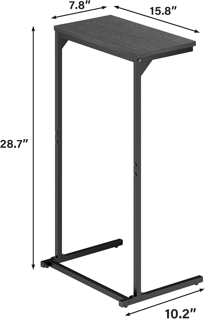 TUTOTAK C Shaped End Table, Tray Table, Small Side Table, 28.7 inch Tall Couch Table, Tv Tray, Sofa Table, Living Room, Bed Room, Black TB01BK071
