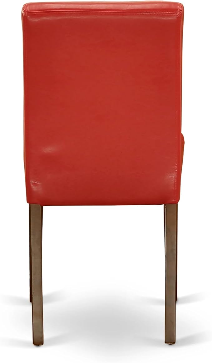 East West Furniture CAAB5-MAH-72 5 Piece Dining Set Includes a Rectangle Dining Room Table and 4 Firebrick Red Faux Leather Upholstered Chairs, 36x60 Inch, Mahogany