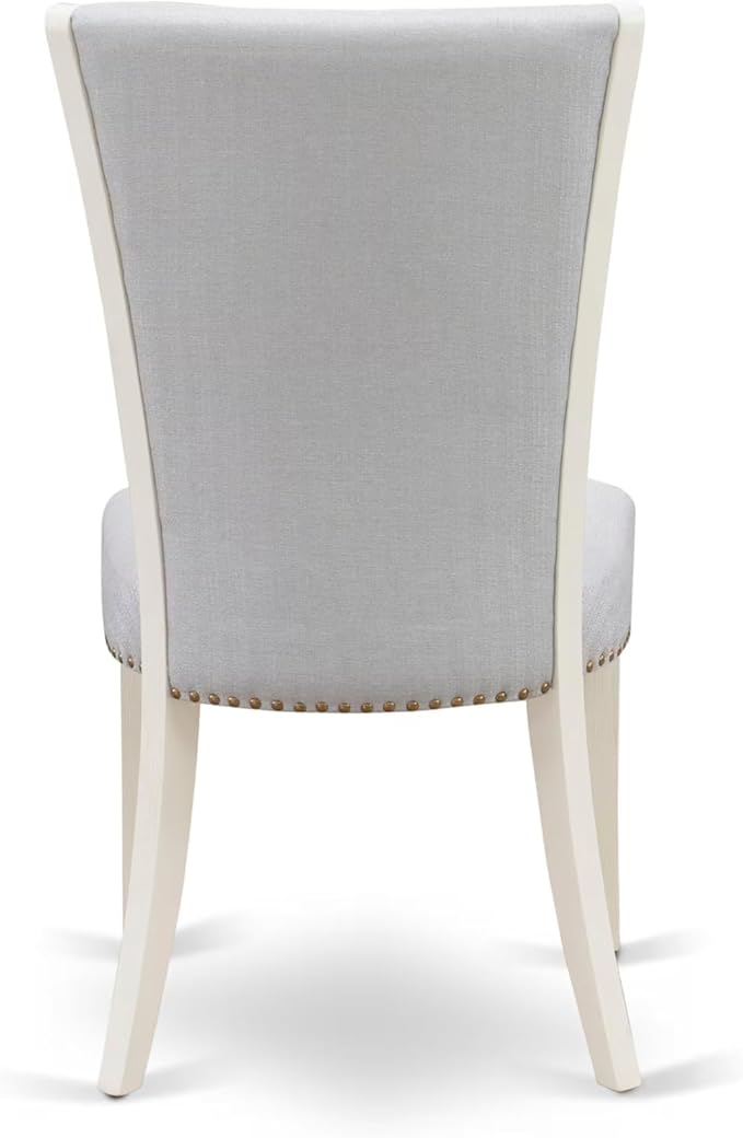 East West Furniture V077VE005-7 7 Piece Dining Room Furniture Set Consist of a Rectangle Dining Table with V-Legs and 6 Grey Linen Fabric Parsons Chairs, 40x72 Inch, Multi-Color