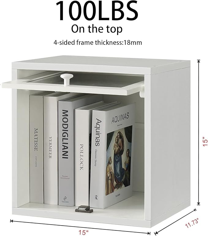 FUSUNBAO Magic DIY Cube Storage Organizer Stackable Cubes for Home Books Clothes Toy-Modular Cubby Storage System-Office Cubical-Bookcase Closet(Pure White-Washed, Glass Door Cube)