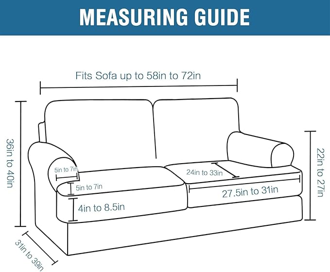 H.VERSAILTEX Sofa Cover 3 Piece T Cushion Loveseat Slipcovers Thick Velvet Couch Cover Stretch T Cushion Sofa Covers for 2 Cushion Couch with 2 Individual T Cushion Covers, Mocha