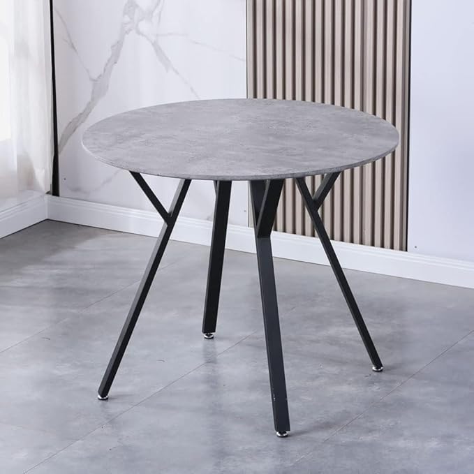 Round Dining Table with Metal Legs, 35.5 in Modern Kitchen Table Dining Room Table for Dining Room Kitchen, Grey