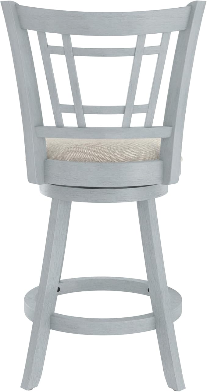 Hillsdale Fairfox 24.5" Wood Swivel Counter Height Stool, Blue Wire Brush