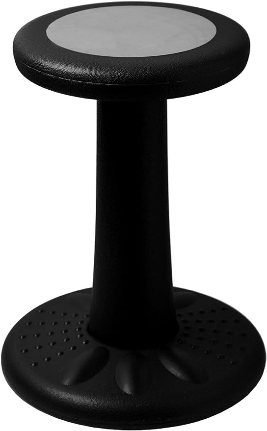 ActiveChairs Kids Wobble Chair, Flexible Elementary Classroom Seating, Improves Focus, Posture and Helps ADHD/ADD, Sensory Chair, Active Fidget Chairs, Pre-Teen 17.75" Stool, Ages 7-12, Black