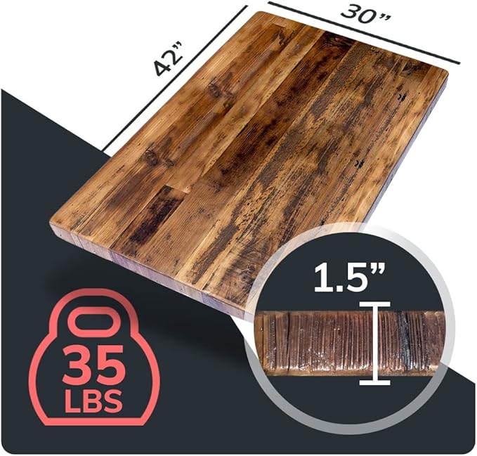 Reclaimed Wood Table Top - Rustic Recycled Wooden Piece Perfect for Kitchens, Dining and Coffee Table Tops (Reclaimed Wood Table Top - Economy, 30" x 42")