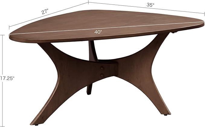 INK+IVY Blaze Triangle Wood Coffee Table Plywood with Wood Veneer Legs, Mid-Century Modern, Easy Assembly, Accent Furniture For Living Room, Minimalist Décor, Brown