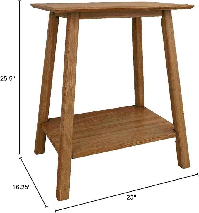 Plank+Beam Wooden Side Table with Storage, Mid Century Modern End Tables for Living Room, Small Solid Wood Nightstand, Bedside Tables, Bedroom Furniture, Pecan