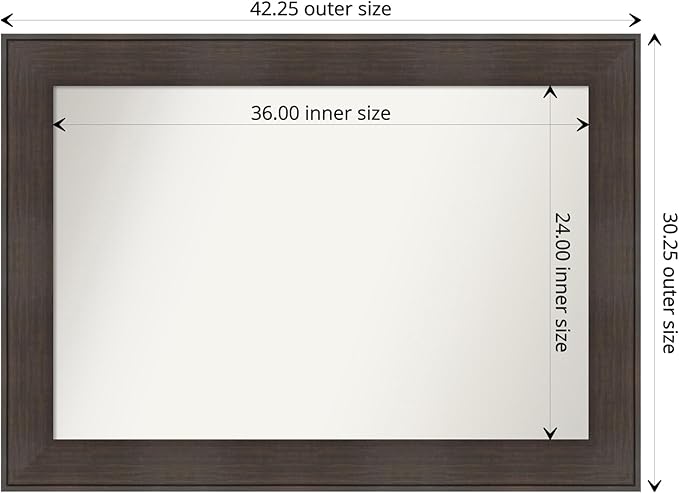 Amanti Art Bronze Bathroom Mirror for Over Sink, 28x40 William Mottled Bronze Narrow Rectangle Vanity Mirror, Large Casual Frame, Hangs Horizonally and Vertically, Bathroom Wall Decor, Non-Beveled