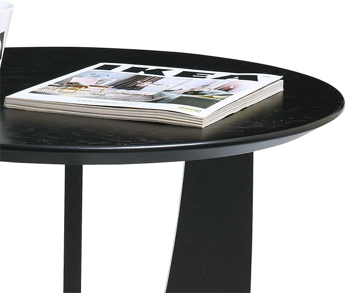 Get Set Style Round End Table Accent Side Table Circle Wood Corner Table Small Modern Coffee Table for Living Room or Bedroom Nightstand (Black Finish)