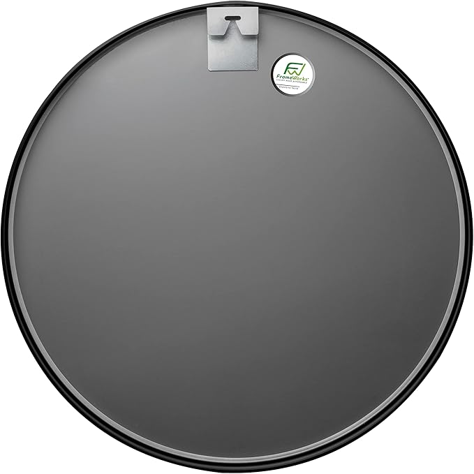 FrameWorks 20" Deluxe Contemporary Black Circular Aluminum Mirror