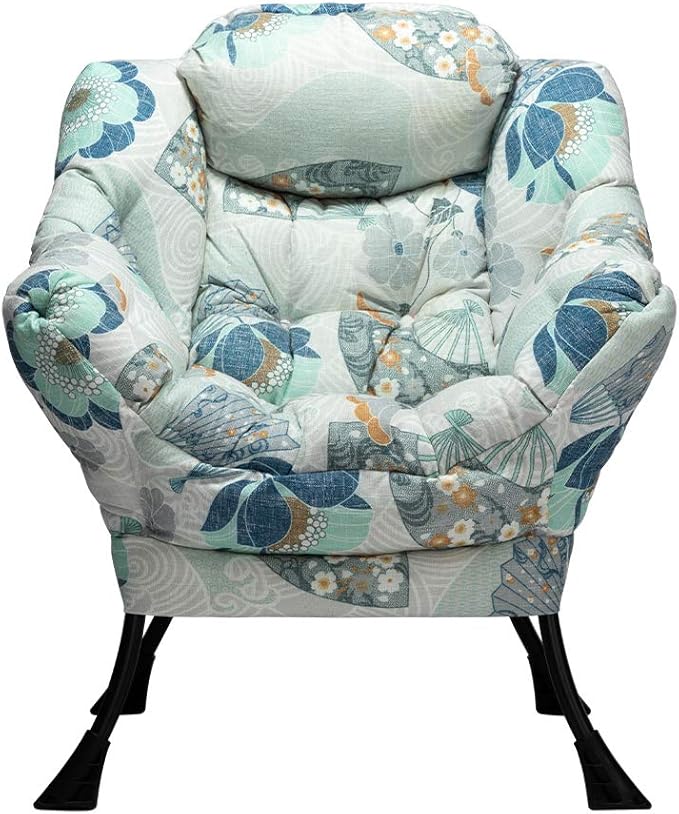 HollyHOME Modern Fabric Large Lazy Chair, Accent Oversized Comfy Reading Chair, Thick Padded Cozy Lounge Chair with Armrest, Steel Frame Leisure Sofa Chair for Living Room, Bedroom, Dorm, Fan Print
