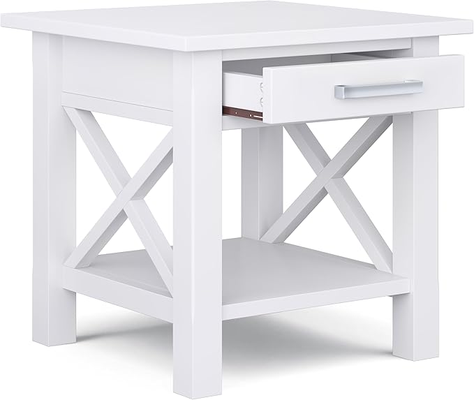 SIMPLIHOME Kitchener SOLID WOOD 21 inch Wide Square Contemporary End Table in White for the Living Room and Bedroom