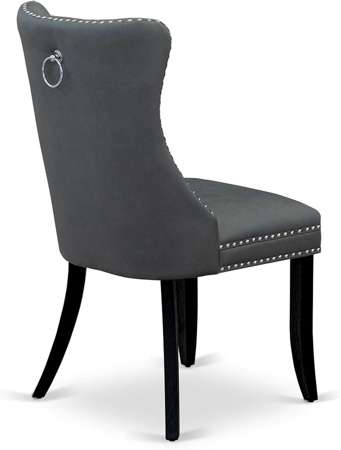 East West Furniture LGDA7-BLK-13 7 Piece Dining Set Includes a Rectangle Kitchen Table with Butterfly Leaf and 6 Polyester Fabric Upholstered Chairs, 42x84 Inch, Black