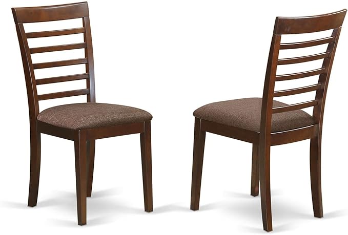 East West Furniture DLML3-MAH-C 3 Piece Dining Set Contains a Round Dining Room Table with Dropleaf and 2 Linen Fabric Upholstered Chairs, 42x42 Inch, Mahogany