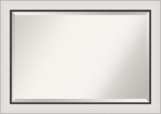 Amanti Art Silver Bathroom Mirror for Over Sink, 30x42 Ellie Silver Black Rectangle Vanity Mirror, Large Modern Contemporary Frame, Hangs Horizonally and Vertically, Bathroom Wall Decor, Beveled Edge