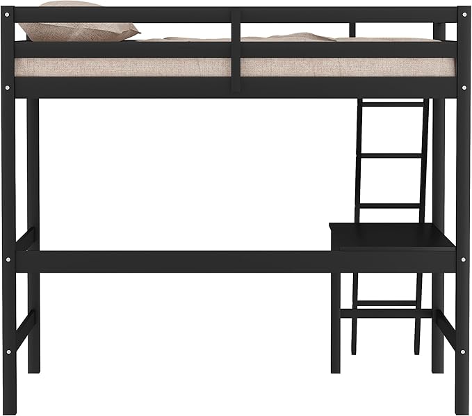 Hillsdale Caspian Youth Solid Wood Twin Loft Bed for Kids Room, Black