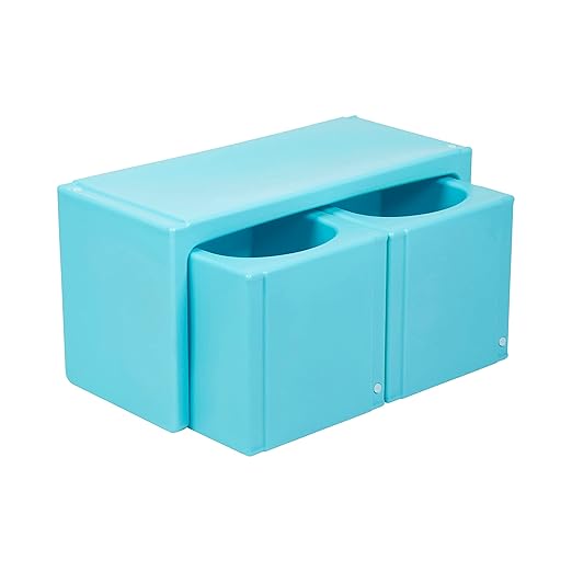 ECR4Kids Tri-Me Table and Cube Chair Set, Multipurpose Furniture, Cyan, 3-Piece