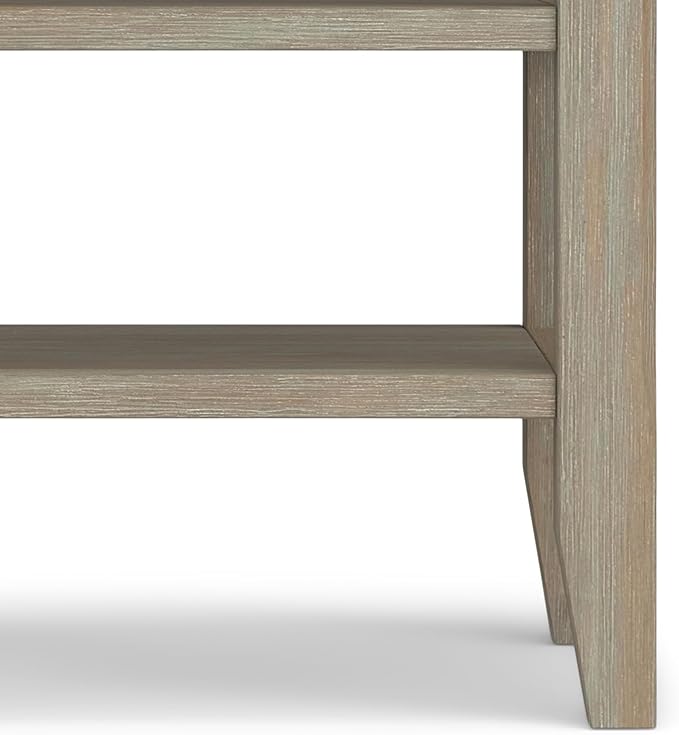 SIMPLIHOME Acadian SOLID WOOD 19 Inch Wide Square Transitional End Table in Distressed Grey, For the Living Room and Bedroom