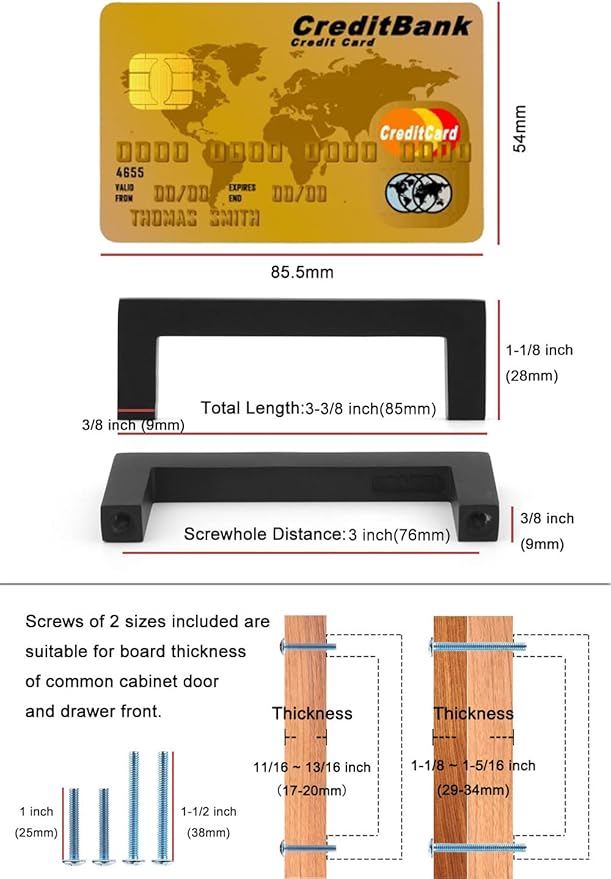 KOOFIZO 20-Pack Solid Square Bar Cabinet Handle - Brushed Gold Furniture Pull, 3 Inch/76mm Screwhole Distance for Kitchen Cupboard Door, Bedroom Dresser Drawer, Bathroom Wardrobe Hardware