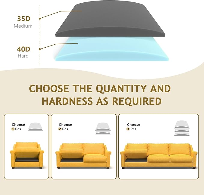 Couch Cushion Support for Sagging Seat Sofa Couch Supports for Sagging Cushions Curved High Density Foam Grey Pack of 3