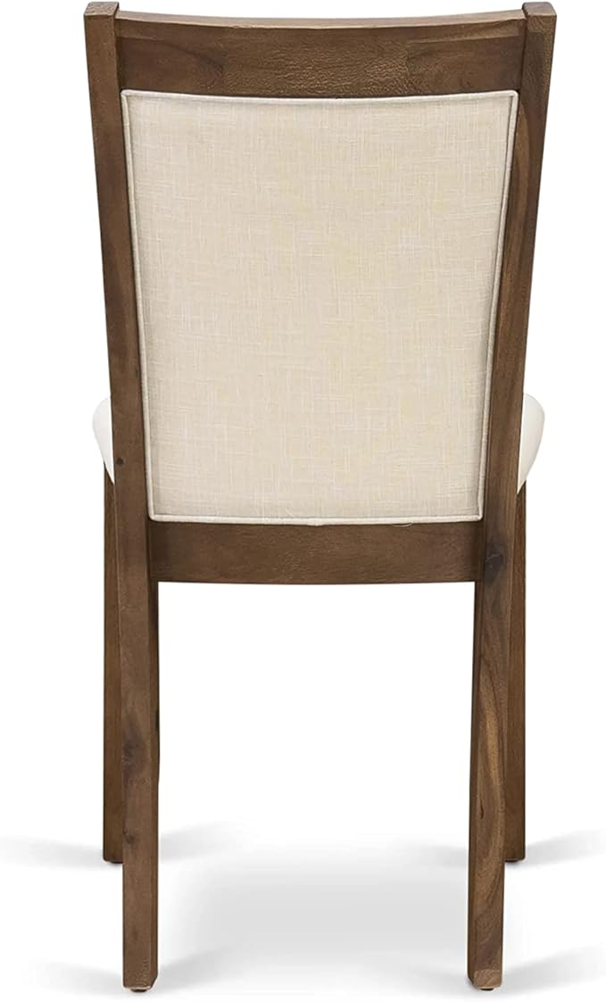 East West Furniture X727MZN32-7 7 Piece Modern Dining Table Set Consist of a Rectangle Wooden Table with X-Legs and 6 Light Beige Linen Fabric Upholstered Chairs, 40x72 Inch, Multi-Color