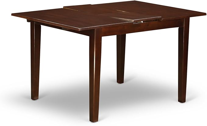 East West Furniture NOCE5-MAH-10 5 Piece Kitchen Table Set Includes a Rectangle Dining Room Table with Butterfly Leaf and 4 Dahlia Linen Fabric Upholstered Chairs, 32x54 Inch, Mahogany