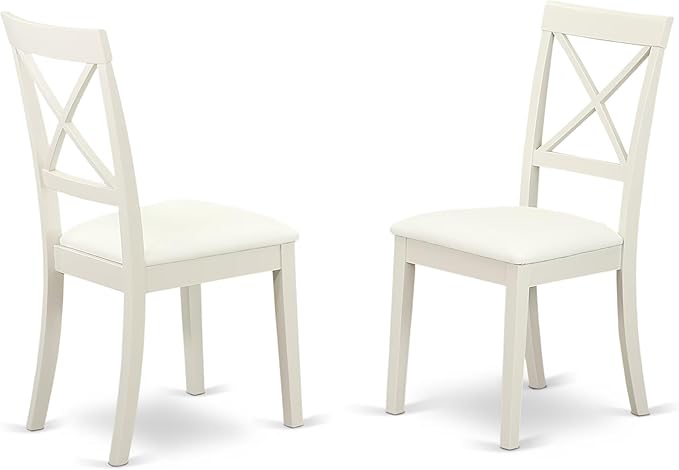 East West Furniture LGBO5-LWH-LC 5 Piece Dining Room Furniture Set Includes a Rectangle Kitchen Table with Butterfly Leaf and 4 Faux Leather Upholstered Chairs, 42x84 Inch, Linen White