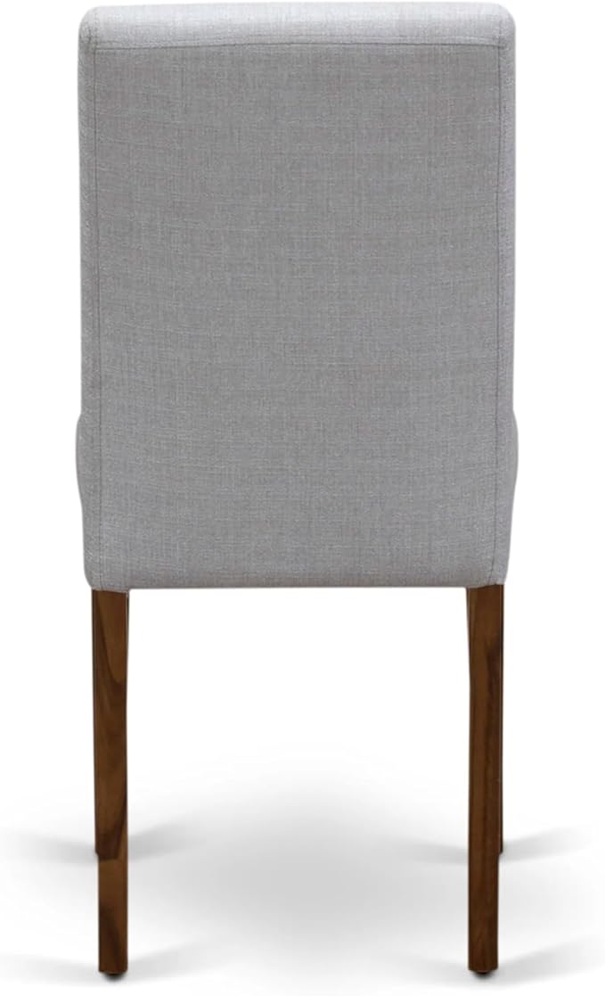 East West Furniture AMAB3-AWA-05 3 Piece Kitchen Table Set for Small Spaces Contains a Round Dining Room Table with Pedestal and 2 Grey Linen Fabric Parsons Chairs, 36x36 Inch, Walnut