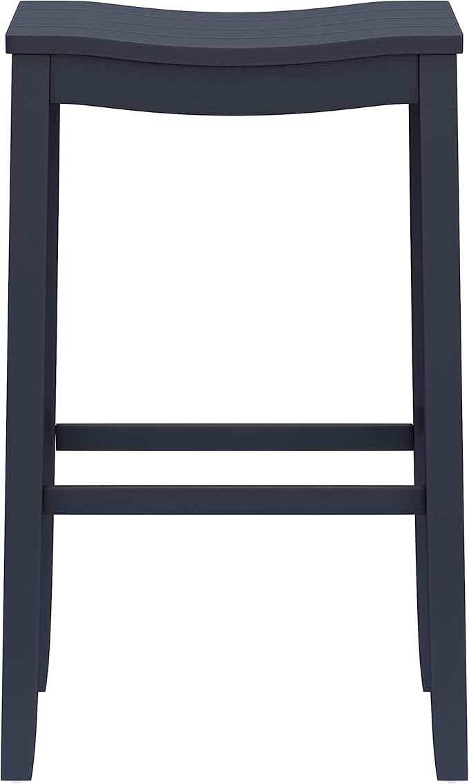 Hillsdale Fiddler Wood Backless Bar Height Stool with Saddle-Style Seat, Navy
