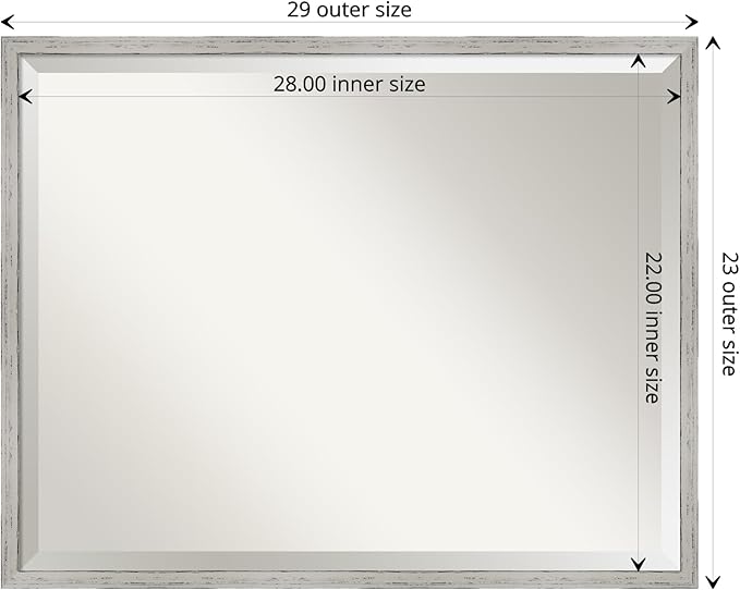 Amanti Art White Bathroom Mirror for Over Sink, 23x29 Shiplap White Narrow Rectangle Vanity Mirror, Large Coastal Wood Frame, Hangs Horizonally and Vertically, Bathroom Wall Decor, Beveled Edge
