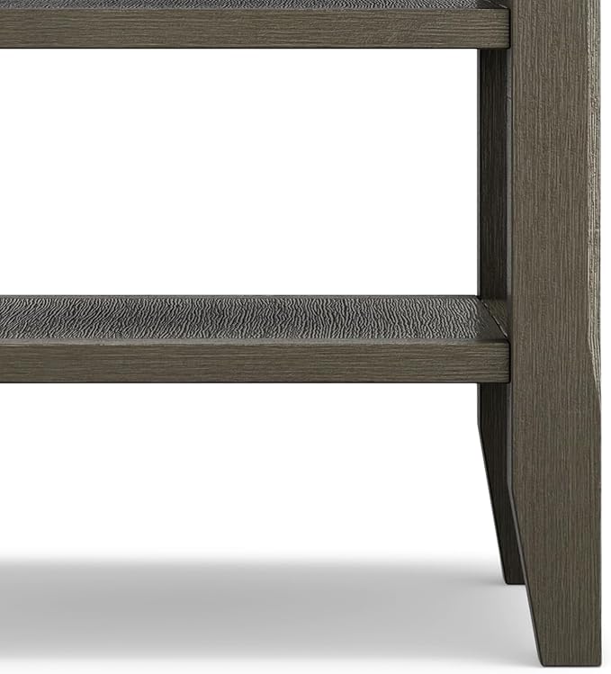 SIMPLIHOME Acadian SOLID WOOD 19 inch Wide Square Transitional End Table in Farmhouse Grey for the Living Room and Bedroom