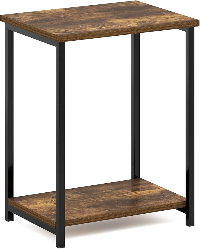 Furinno Simplistic Metal Frame End Table, 1-Pack, Amber Pine