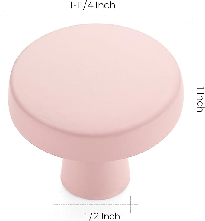 Ravinte 25 Pack Drawer Pulls 1-1/4 Inch Pink Kitchen Cabinet Knobs Solid Round Dresser Handles for Simple Cupboard Hardware