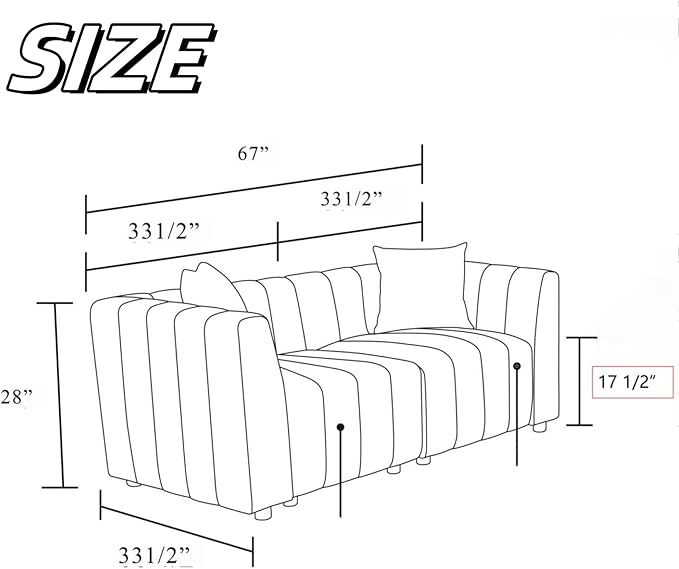 Loveseat Sofa, 67″ Comfy Cloud Couch with Deep Seats, Modern Small Sectional Couches for Living Room, Bedroom, Small Space, White