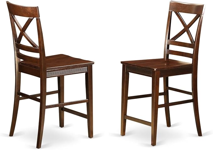 East West Furniture VNQU3-MAH-W 3 Piece Counter Height Pub Set for Small Spaces Contains a Square Dining Room Table and 2 Kitchen Chairs, 36x36 Inch, Mahogany
