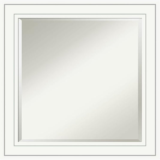 Amanti Art White Bathroom Mirror for Over Sink, 25x25 Craftsman White Square Vanity Mirror, Medium Casual Wood Frame, Hangs Horizonally and Vertically, Bathroom Wall Decor, Beveled Edge from WI, USA
