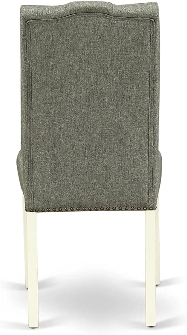 East West Furniture X027EL207-6 6 Piece Dining Set Contains a Rectangle Dining Room Table with X-Legs and 4 Gray Linen Fabric Parson Chairs with a Bench, 40x72 Inch, Multi-Color