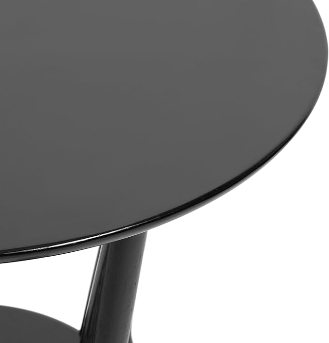 Kate and Laurel Nylah Round Wooden Side Table; 24 x 24 x 24; Black; Modern Tiered Circle Living Room Table with Solid Wood Construction for Use as Bedroom Nightstand