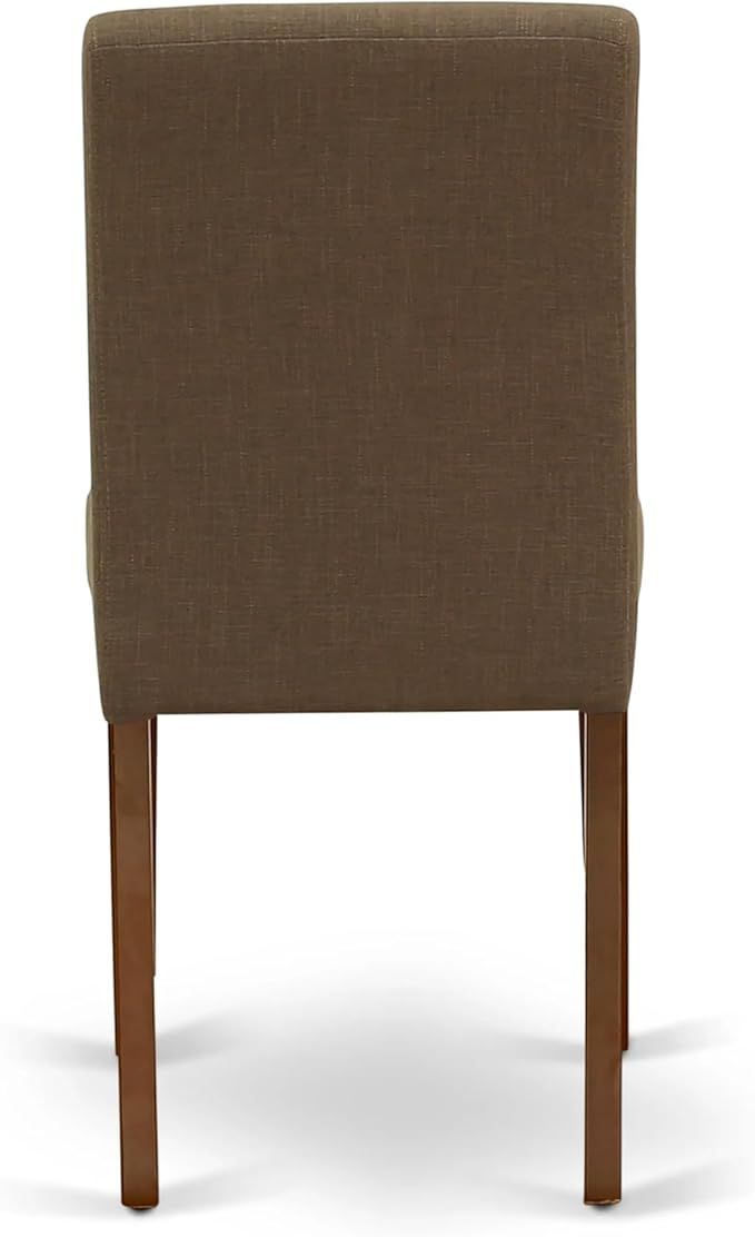 East West Furniture ANAB5-MAH-18 5 Piece Dining Table Set for 4 Includes a Round Kitchen Table with Pedestal and 4 Coffee Linen Fabric Upholstered Chairs, 36x36 Inch, Mahogany